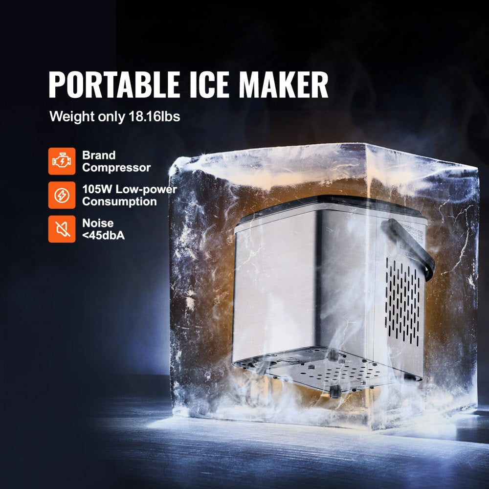 IM2102ADT-UL - Compact Ice Maker, 9 Cubes in 7 Mins, Quiet 45dB