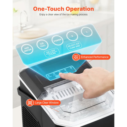 HZB-12/G - Portable Ice Maker Producing 26Lbs Daily, Self-Cleaning, Ideal for Parties