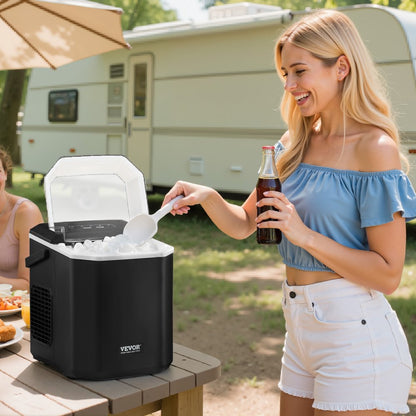 HZB-12/G - Portable Ice Maker Producing 26Lbs Daily, Self-Cleaning, Ideal for Parties