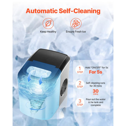 HZB-15SA - 33lbs/24h Portable Ice Maker with Self-Cleaning & Quick 6-Minute Cubes