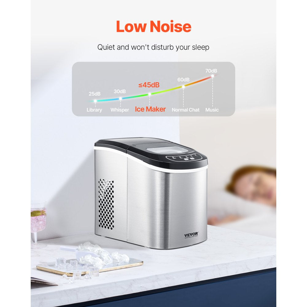HZB-15SA - 33lbs/24h Portable Ice Maker with Self-Cleaning & Quick 6-Minute Cubes
