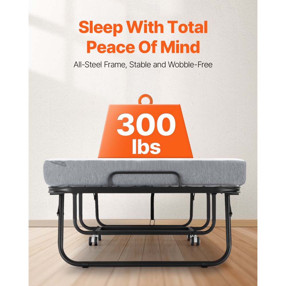 SDC-31-1 - Portable Rollaway Bed with Foam Mattress, 300 lbs Capacity