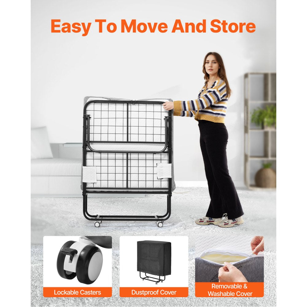 SDC-31-1 - Portable Rollaway Bed with Foam Mattress, 300 lbs Capacity