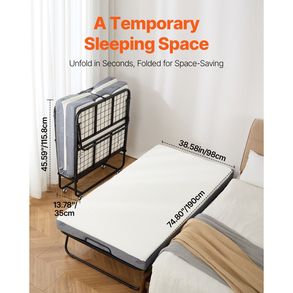 SDC-36-2 - Foldable Rollaway Bed with Metal Frame, 450 lbs Capacity
