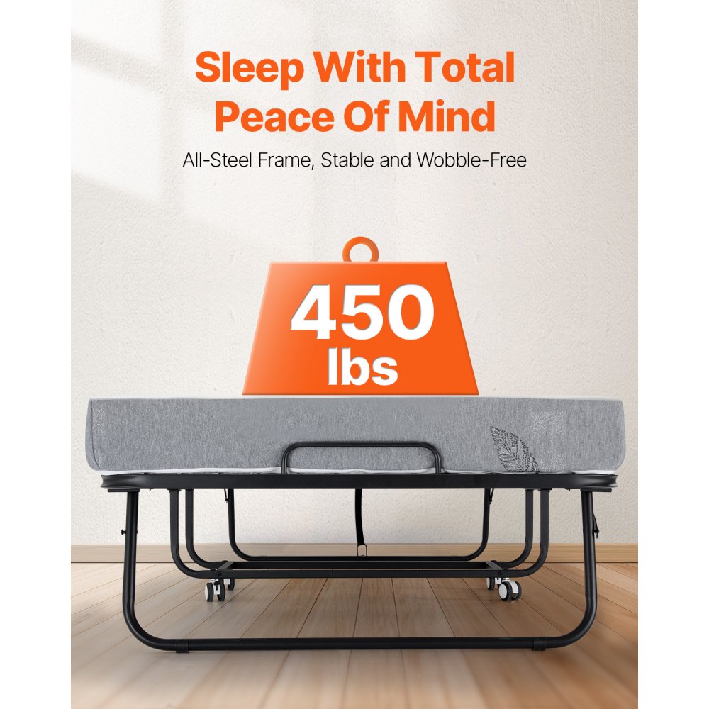 SDC-36-2 - Foldable Rollaway Bed with Metal Frame, 450 lbs Capacity