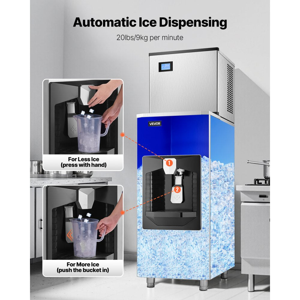 AB-130BLS - 180 Lbs Automatic Ice Dispenser with Crusher for Easy Use