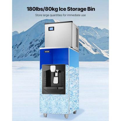AB-130BLS - 180 Lbs Automatic Ice Dispenser with Crusher for Easy Use
