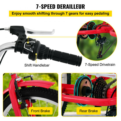 26IN-7S-RED - Foldable 26" Adult Tricycle with 7-Speed Gear & Storage