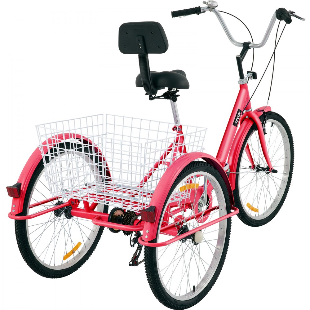 26IN-7S-RED - Foldable 26" Adult Tricycle with 7-Speed Gear & Storage