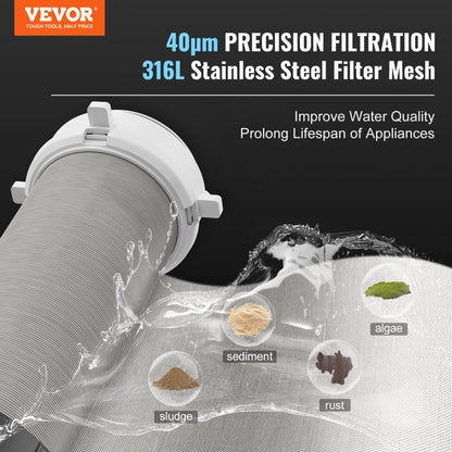 BSK-T4-Q2-N - 40µm VEVOR Whole House Water Sediment Filter with Backwash System