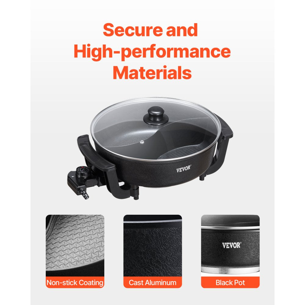 YS-808 - 5L Dual-Flavor Hot Pot for 6-10 People, Non-Stick Cooking