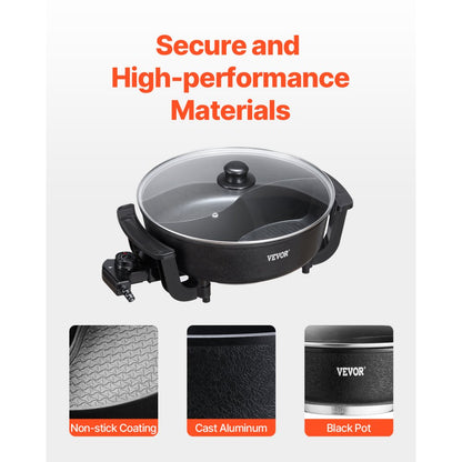 YS-808 - 5L Dual-Flavor Hot Pot for 6-10 People, Non-Stick Cooking