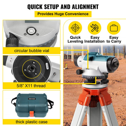 26X OPTICAL LEVEL - VEVOR Self-Leveling Optical Level with 40mm Aperture