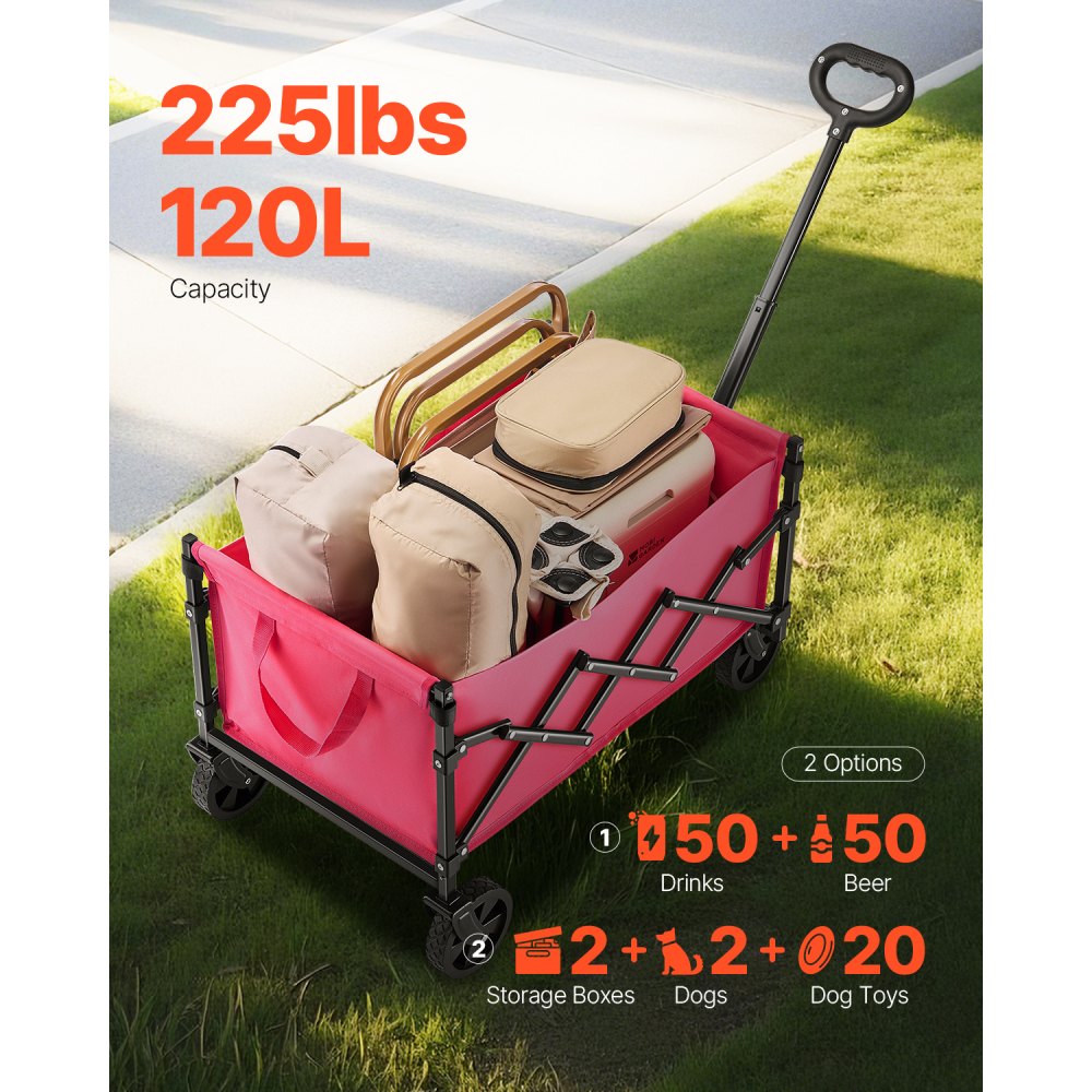 W21 - Heavy-Duty 225lbs Collapsible Garden Cart with 360° Tires