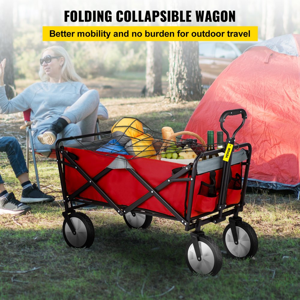 VV-FWC-RG - Heavy-Duty Folding Wagon Cart with 176 lbs Capacity