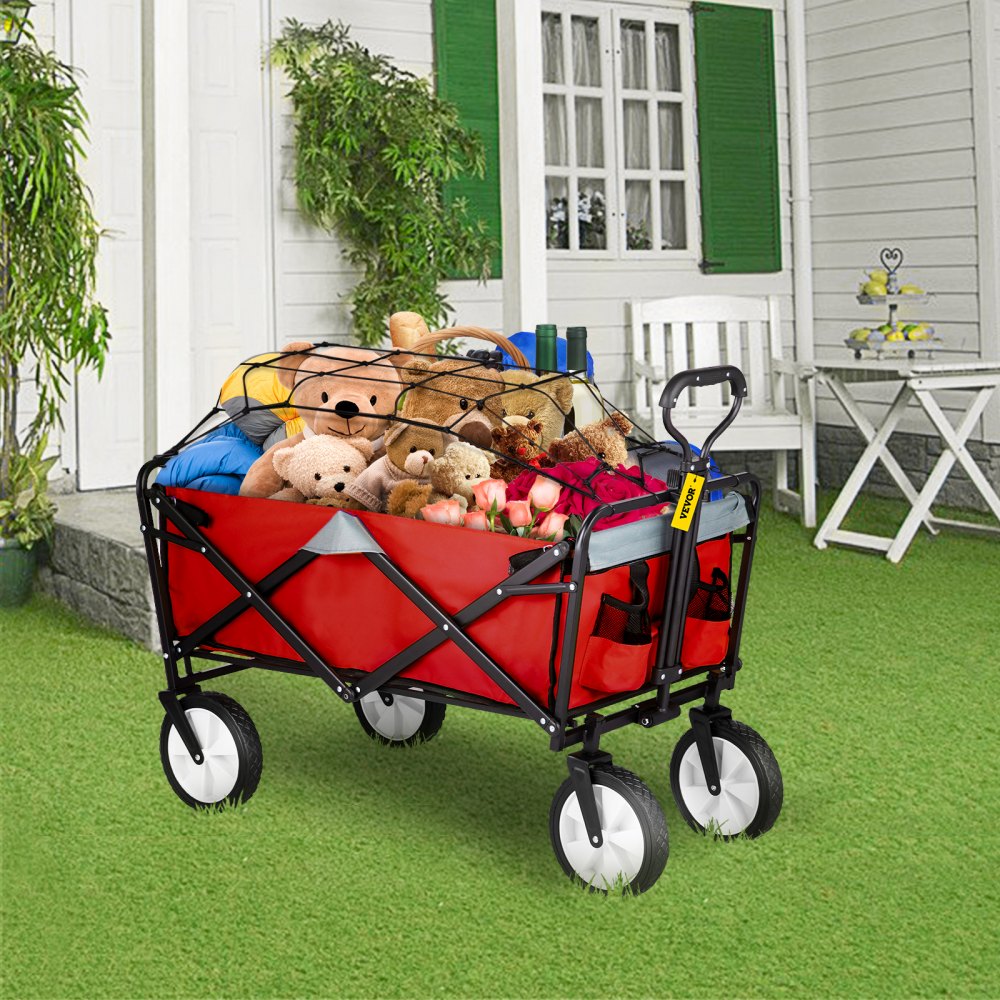 VV-FWC-RG - Heavy-Duty Folding Wagon Cart with 176 lbs Capacity