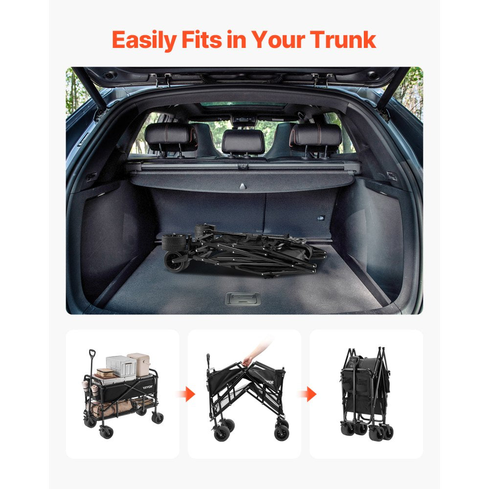 W26 - 450 lbs Heavy Duty Collapsible Garden Cart with 33.86x17.32 in Capacity