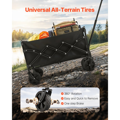 W21 - 225lbs Capacity Collapsible Wagon with 360° All-Terrain Wheels