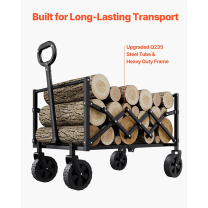 W21 - 225lbs Capacity Collapsible Wagon with 360° All-Terrain Wheels
