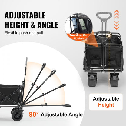 W10 - VEVOR Heavy-Duty Folding Wagon with All-Terrain Wheels, 350 lb Capacity