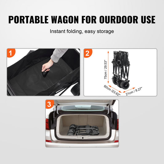 W10 - VEVOR Heavy-Duty Folding Wagon with All-Terrain Wheels, 350 lb Capacity