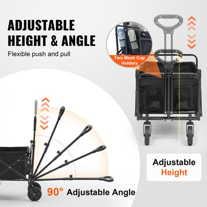 W11 - Heavy-Duty Folding Wagon with All-Terrain Wheels and Cup Holders