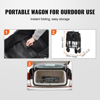 W11 - Heavy-Duty Folding Wagon with All-Terrain Wheels and Cup Holders