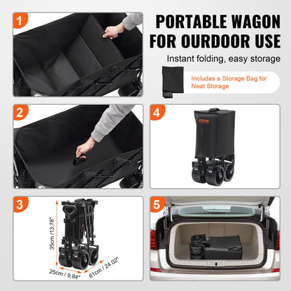 W9-1 - All-Terrain Folding Wagon, 265 lbs Capacity, Compact Design