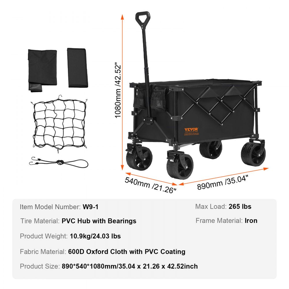 W9-1 - All-Terrain Folding Wagon, 265 lbs Capacity, Compact Design