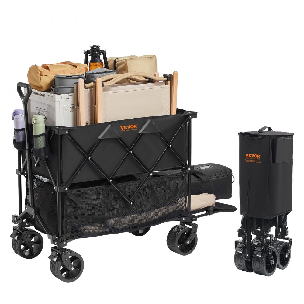 W12 - Heavy-Duty Foldable Double Layer Wagon with Side Pockets