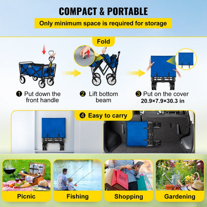 VV-FWC-BG - Heavy-Duty Collapsible Wagon Cart for Outdoor Adventures