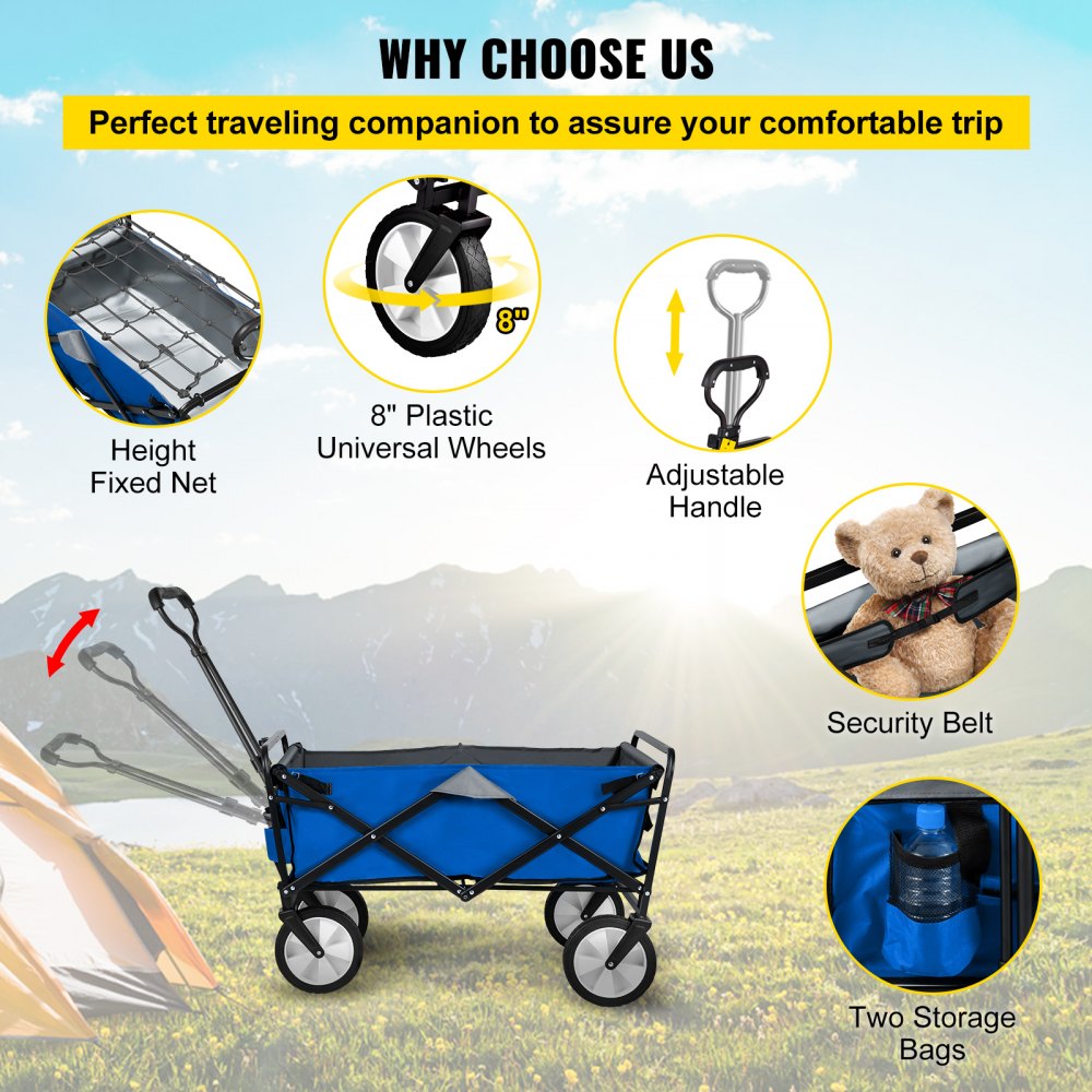 VV-FWC-BG - Heavy-Duty Collapsible Wagon Cart for Outdoor Adventures