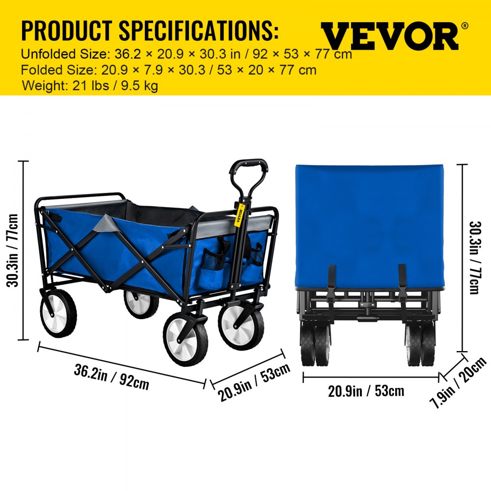 VV-FWC-BG - Heavy-Duty Collapsible Wagon Cart for Outdoor Adventures