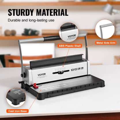 STD12B - Manual Coil Binding Machine for DIY Booklets, 14.6x9.6 inches