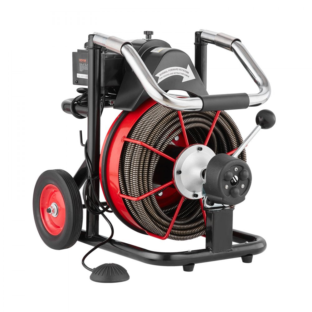 D1000 - 100FT Steel Drain Cleaner with 8 Cutters for Tough Clogs