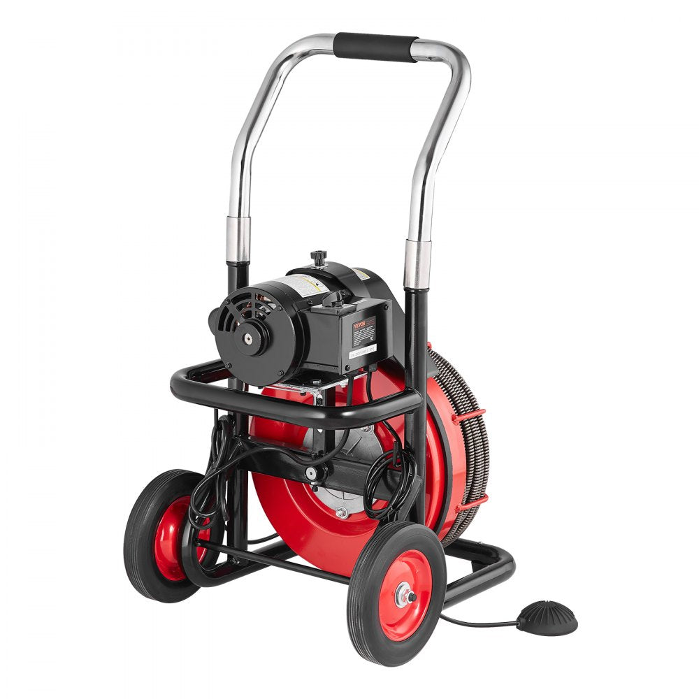 D1000 - 100FT Steel Drain Cleaner with 8 Cutters for Tough Clogs