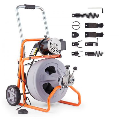 RC-9001J-4.0*12.7*30M - 100FT Electric Drain Cleaner with 8 Cutters