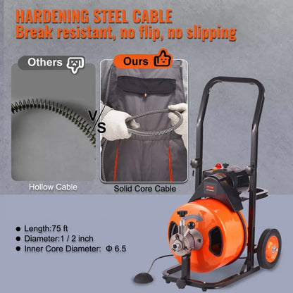 010521493044 - 75FT Drain Cleaning Machine with Flexible Auger