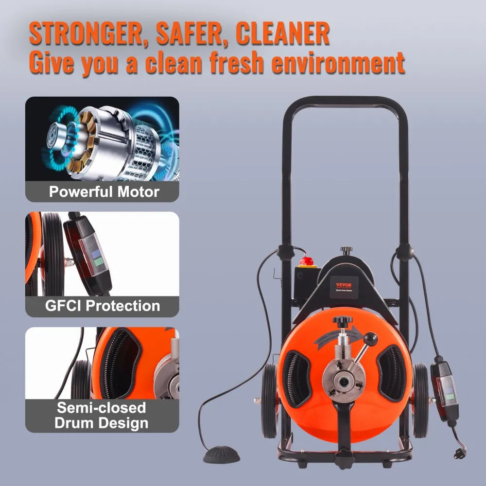 010521493044 - 75FT Drain Cleaning Machine with Flexible Auger