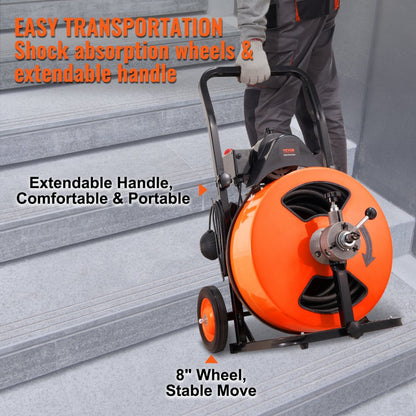 010309633024 - 100FT Drain Cleaning Machine for Hassle-Free Plumbing Tasks