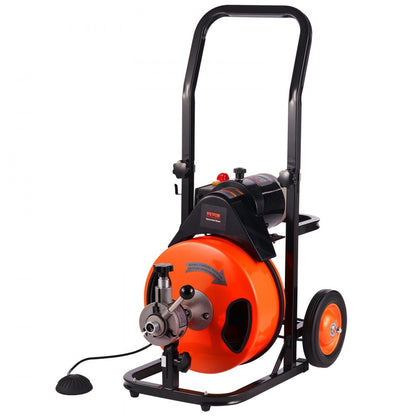 010273260440 - 75FT VEVOR Drain Cleaning Machine with Auto-Feed and 4 Cutters