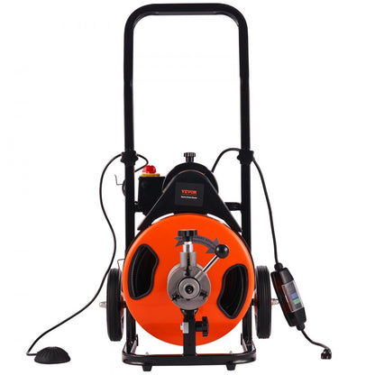 010273260440 - 75FT VEVOR Drain Cleaning Machine with Auto-Feed and 4 Cutters