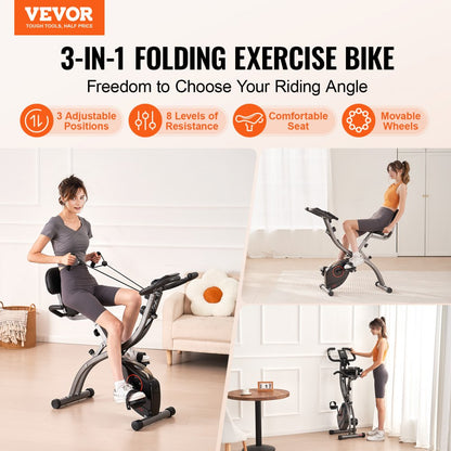 Y-B203 - Adjustable Folding Exercise Bike with Magnetic Resistance & Stability