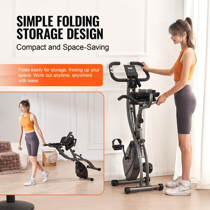 Y-B203 - Adjustable Folding Exercise Bike with Magnetic Resistance & Stability