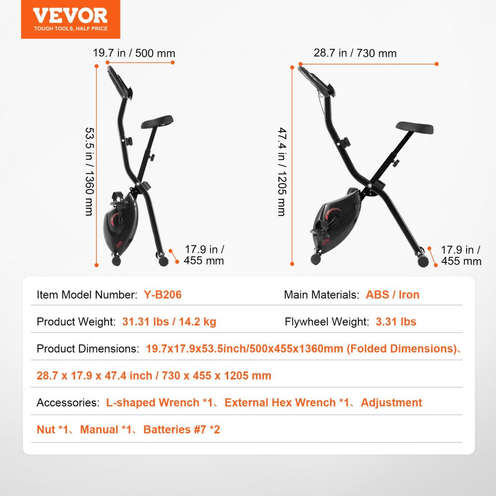 Y-B206 - 3-in-1 Folding Exercise Bike with Adjustable Resistance & Portability