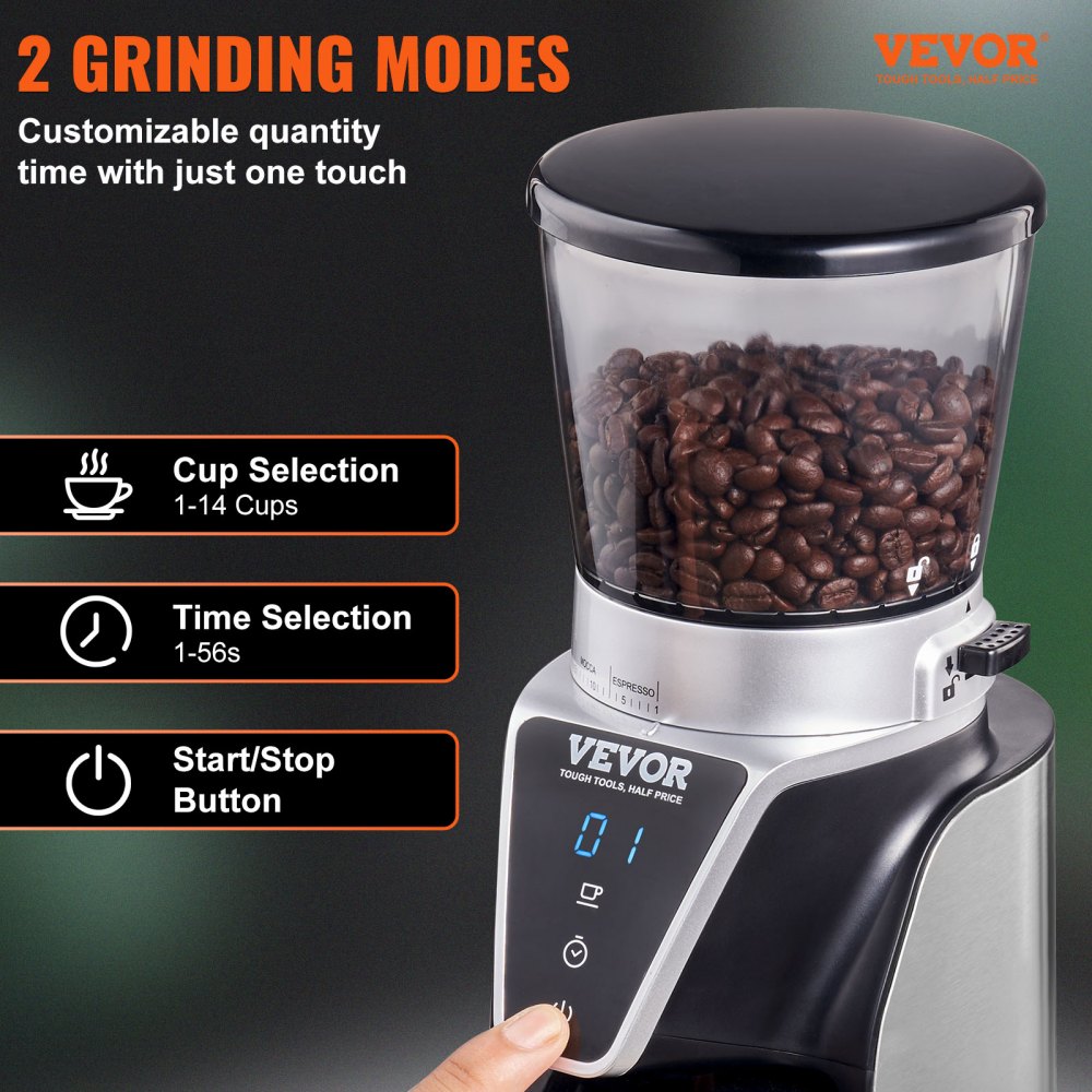 BD-CG001 - 40mm Stainless Steel Burr Coffee Grinder with 51 Settings
