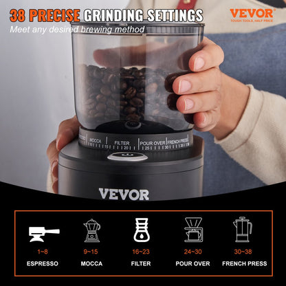BD-CG011A - 38-Setting VEVOR Coffee Grinder for Drip and Espresso Use