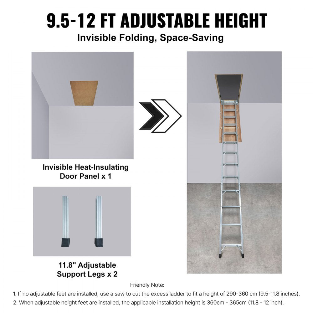 A7 - 22.5"x63" Foldable Attic Ladder, 350lb Capacity & Insulated Door