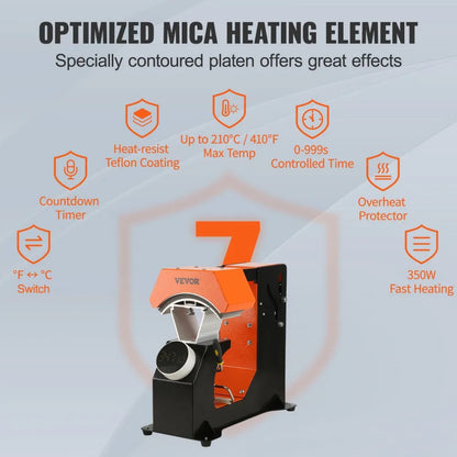 F136 - VEVOR 3-in-1 Hat Heat Press with Enlarged Heating Plate