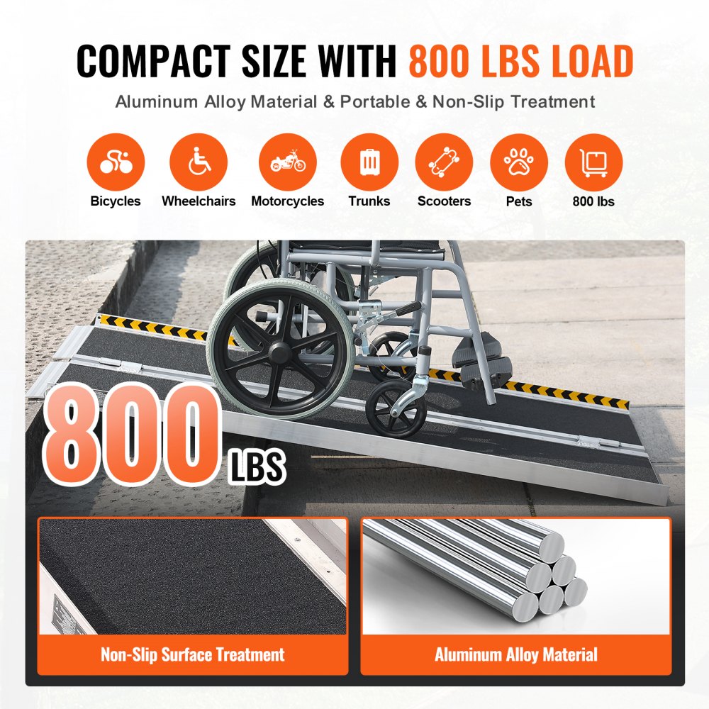 1YAZTIV0 - 4 ft Folding Aluminum Wheelchair Ramp, 800 lbs Capacity